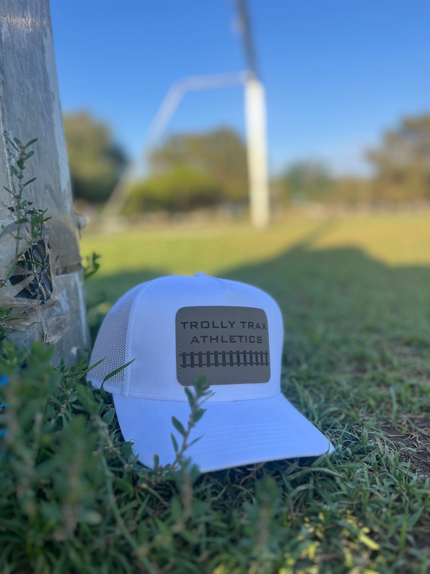 Trolly Trax Classic Leather Patch Trucker Snapback Hat