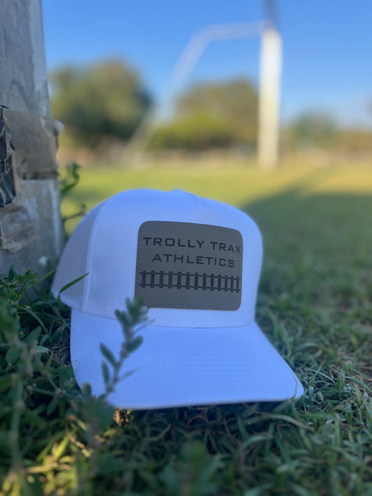 Trolly Trax Classic Leather Patch Trucker Snapback Hat